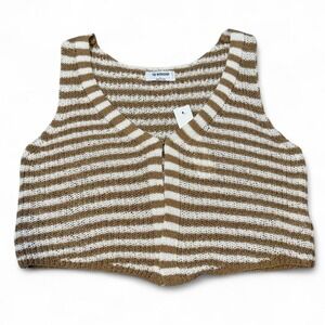 Workshop Crochet Knitted Cropped‎ Sleeveless Shirt Vest Women's Size Large